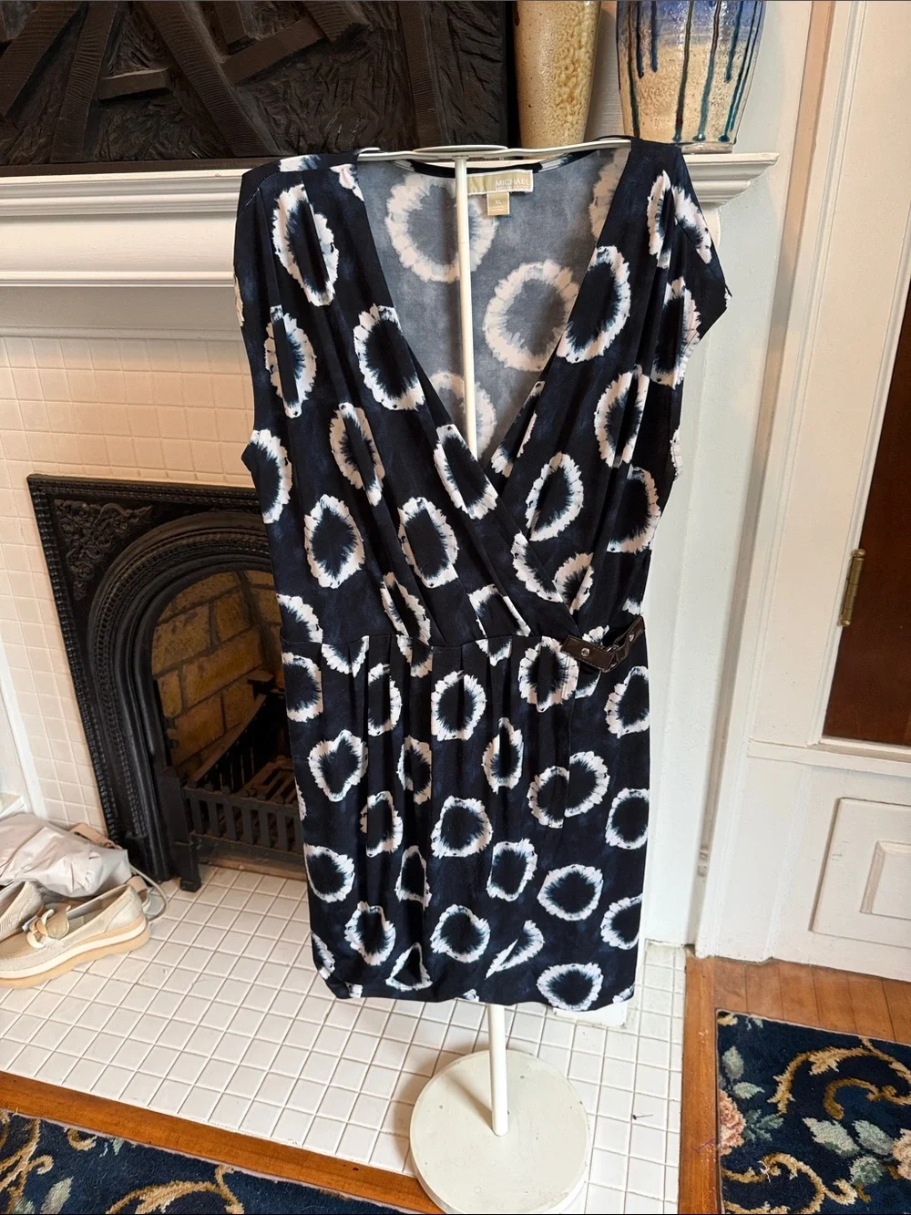Michael Kors Tie Dye style Dress with White Circular Print- worn about 5-6 times